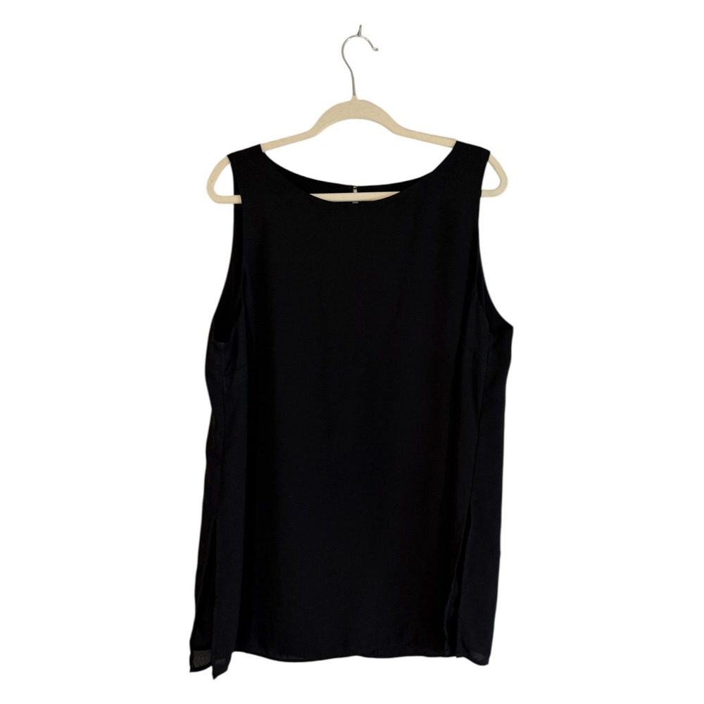 Chico's Tank Top Women XL Black 3 Sleeveless Side‎ Slit Layering